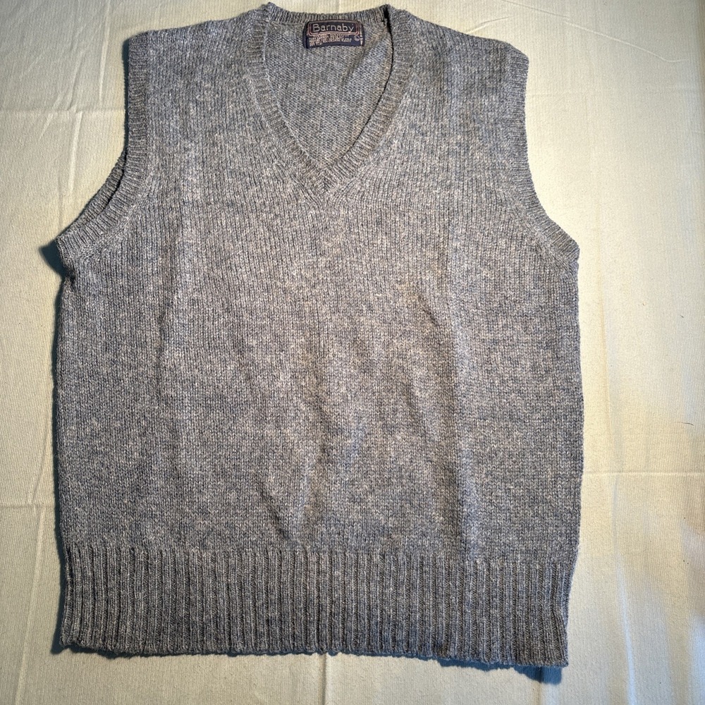 Barnaby Mens Wool Blend V-Neck Sweater Vest Heather Gray Size L
